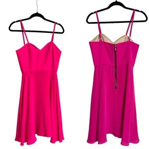 100% Silk Neon Pink Slip Dress Size 4 | Barbiecore Party Wedding Guest Midi